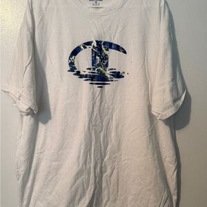 Champion White and Blue Short Sleeve Surf Tee